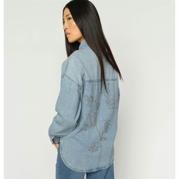 Mos Mosh Emm Flower Skjorte, Light Blue 